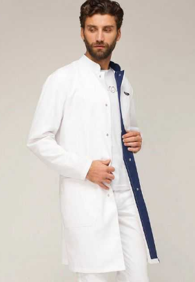 Медицинский женский халат белый Модный Доктор М-10244А/1Zm